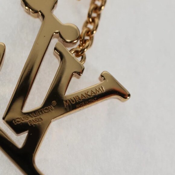 LOUIS VUITTON LVxTM 2 Necklace Super Flat metal Gold Tone LV Auth - Picture 10 of 14